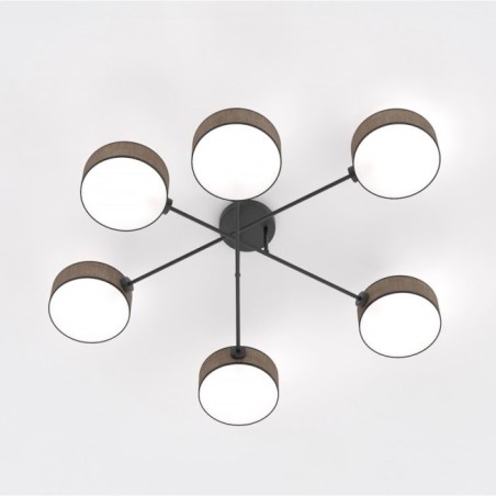 Lampe de plafond Lorix marron+noir (6 lumières)