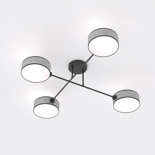 Lampe de plafond Lorix gris+noir (4 lumières)