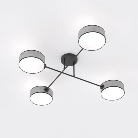 Lampe de plafond Lorix gris+noir (4 lumières)