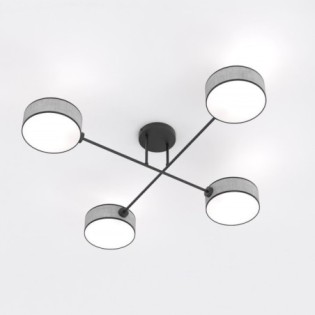 Lampe de plafond Lorix gris+noir (4 lumières)