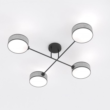 Lampe de plafond Lorix gris+noir (4 lumières)