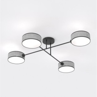 Lampe de plafond Lorix gris+noir (4 lumières)