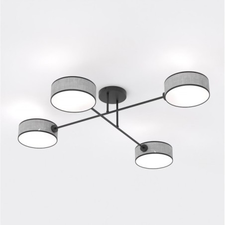 Lampe de plafond Lorix gris+noir (4 lumières)