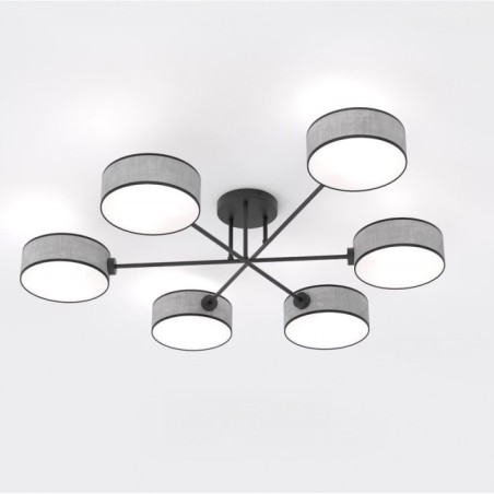 Lampe de plafond Lorix gris+noir (6 lumières)