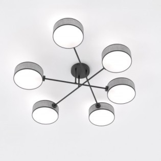 Lampe de plafond Lorix gris+noir (6 lumières)