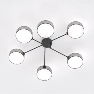 Lampe de plafond Lorix gris+noir (6 lumières)