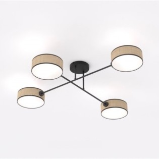 Lampe de plafond Lorix ratan+noir (4 lumières)