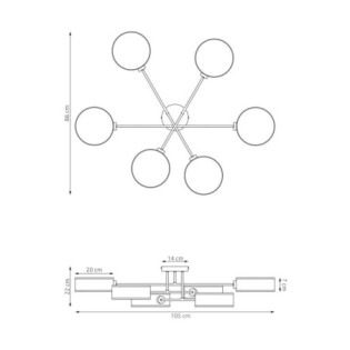 Lampe de plafond Lorix ratan+noir (6 lumières)