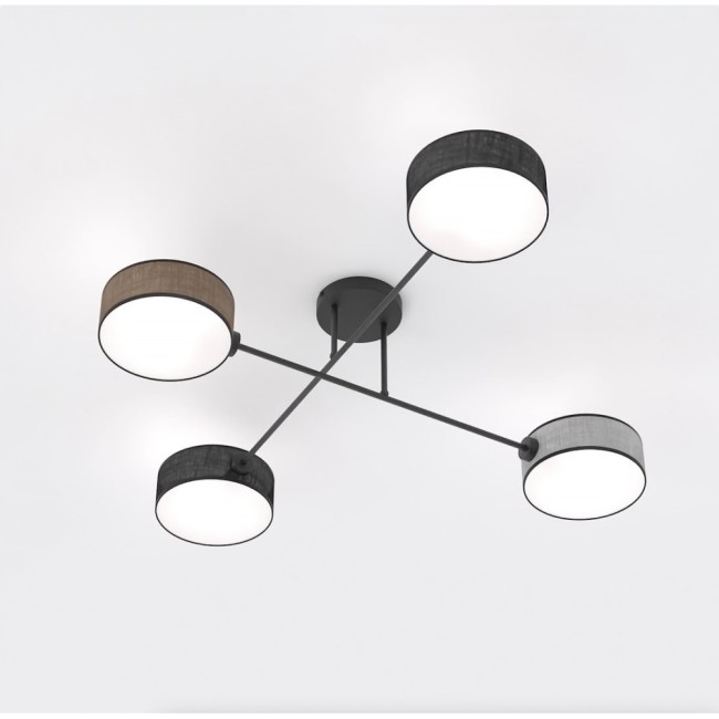 Lampe de plafond Lorix noir+marron+gris (4 lumières)