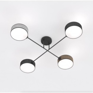 Lampe de plafond Lorix noir+marron+gris (4 lumières)