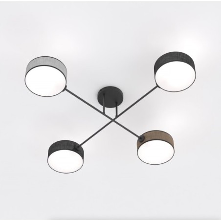 Lampe de plafond Lorix noir+marron+gris (4 lumières)