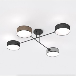 Lampe de plafond Lorix noir+marron+gris (4 lumières)