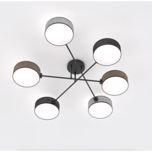 Lampe de plafond Lorix noir+marron+gris (6 lumières)