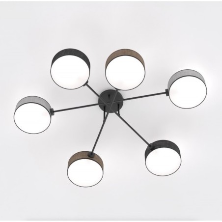 Lampe de plafond Lorix noir+marron+gris (6 lumières)