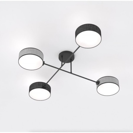 Lampe de plafond Lorix noir+gris (4 lumières)