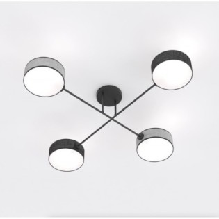 Lampe de plafond Lorix noir+gris (4 lumières)