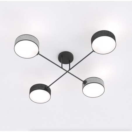 Lampe de plafond Lorix noir+gris (4 lumières)