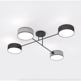 Lampe de plafond Lorix noir+gris (4 lumières)