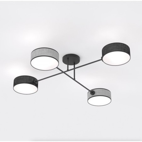 Lampe de plafond Lorix noir+gris (4 lumières)