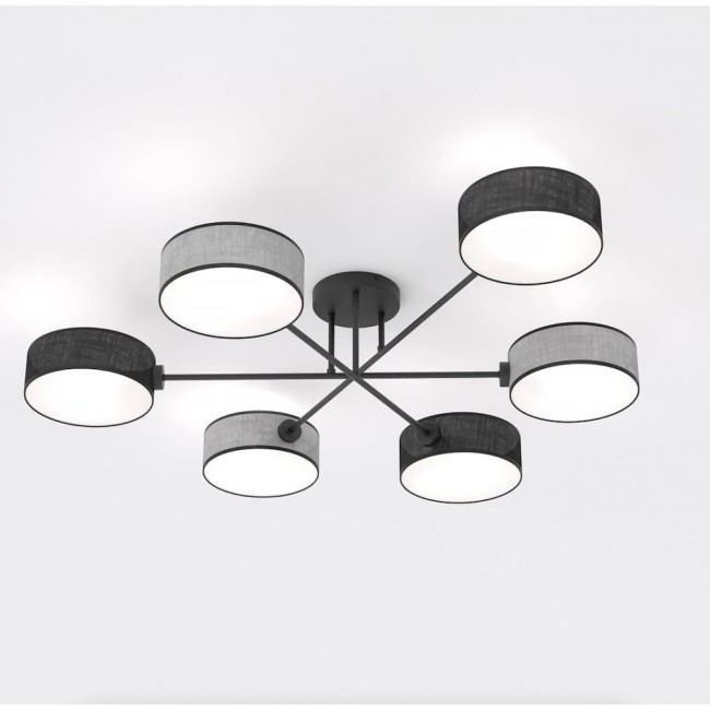 Lampe de plafond Lorix noir+gris (6 lumières)
