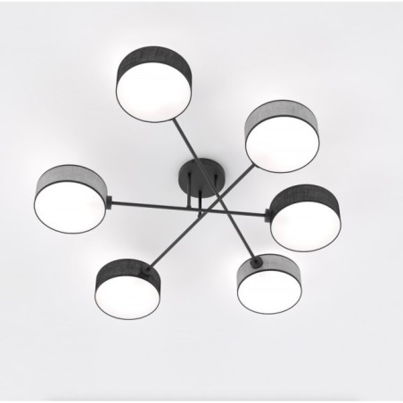 Lampe de plafond Lorix noir+gris (6 lumières)