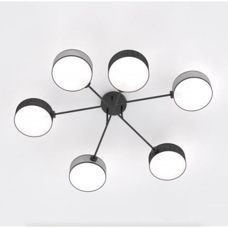 Lampe de plafond Lorix noir+gris (6 lumières)