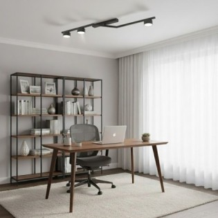 Lampe de plafond Vorn noire (3 lumières)