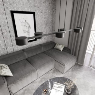 Suspension Solvi noire (6 lumières)