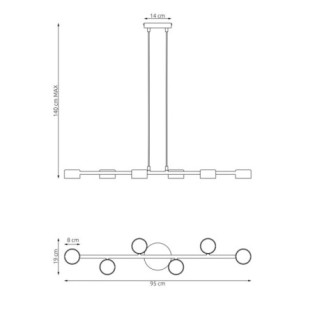 Suspension Solvi noire (6 lumières)