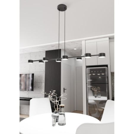 Suspension Solvi noire (8 lumières)