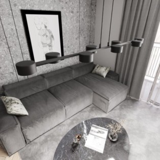 Suspension Solvi noire (8 lumières)