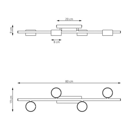 Lampe de plafond Kelmi noire (4 lumières)
