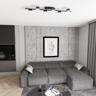 Lampe de plafond Kelmi noire (6 lumières)