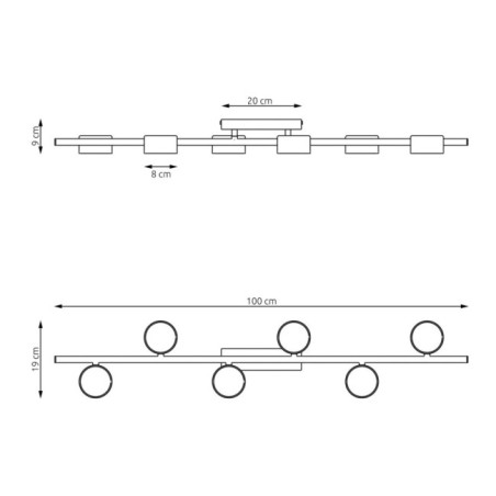 Lampe de plafond Kelmi noire (6 lumières)