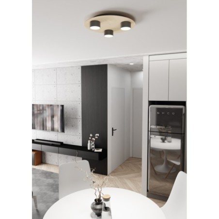 Lampe de plafond Jeru noire (3 lumières)