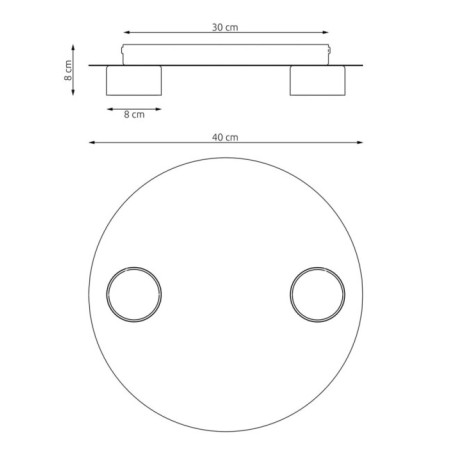Lampe de plafond Qeri noire (2 lumières)