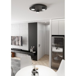 Lampe de plafond Qeri noire (3 lumières)