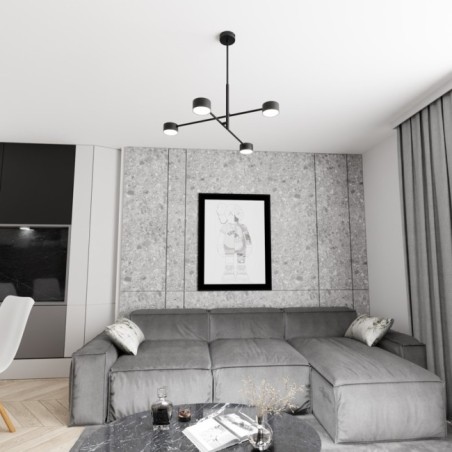 Lampe de plafond Feru noire (4 lumières)