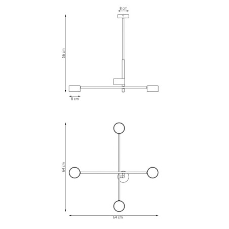 Lampe de plafond Feru noire (4 lumières)