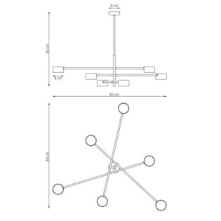 Lampe de plafond Feru noire (6 lumières)