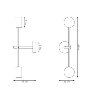 Applique mural Feru noir (2 lumières)