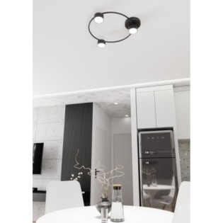 Lampe de plafond Paon noir (3 lumières)