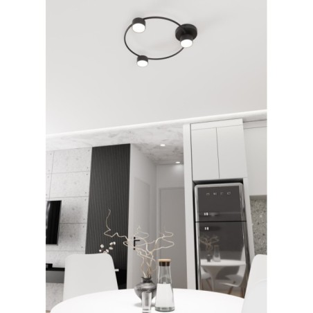 Lampe de plafond Paon noir (3 lumières)