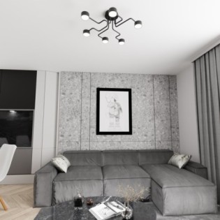 Lampe de plafond Xuli noire (6 lumières)