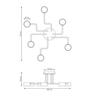 Lampe de plafond Xuli noire (6 lumières)