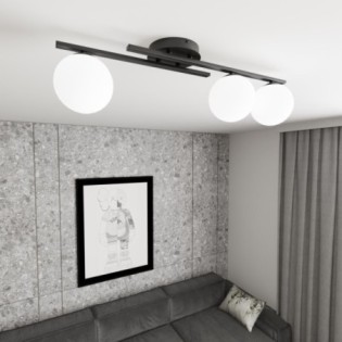Lampe de plafond Dremo noire (3 lumières)