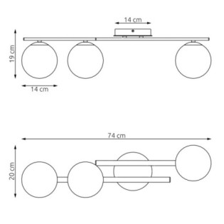 Lampe de plafond Dremo noire (3 lumières)
