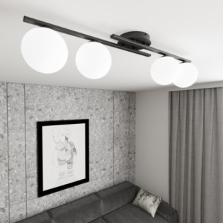Lampe de plafond Dremo noire (4 lumières)