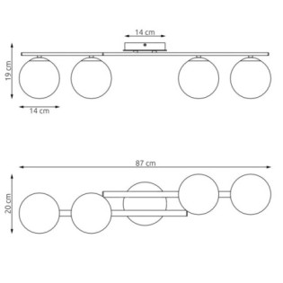 Lampe de plafond Dremo graphite (4 lumières)