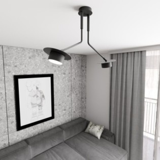 Lampe de plafond Tevra noire (2 lumières)